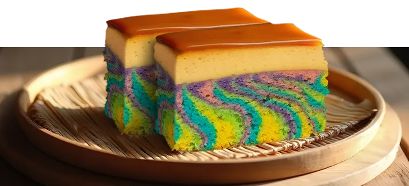 Kek Puding Karamel Pelangi